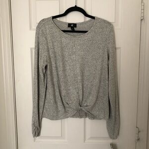Gray Long Sleeve Knit Top